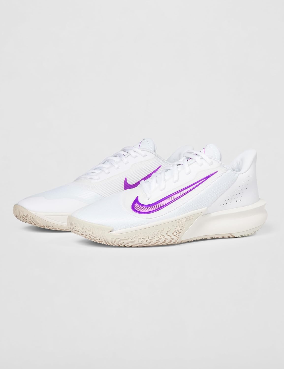 image:imageNike Unisex Adult Precision 7 Basketball ShoesWhiteVivid PurpleLight Orewood Brown