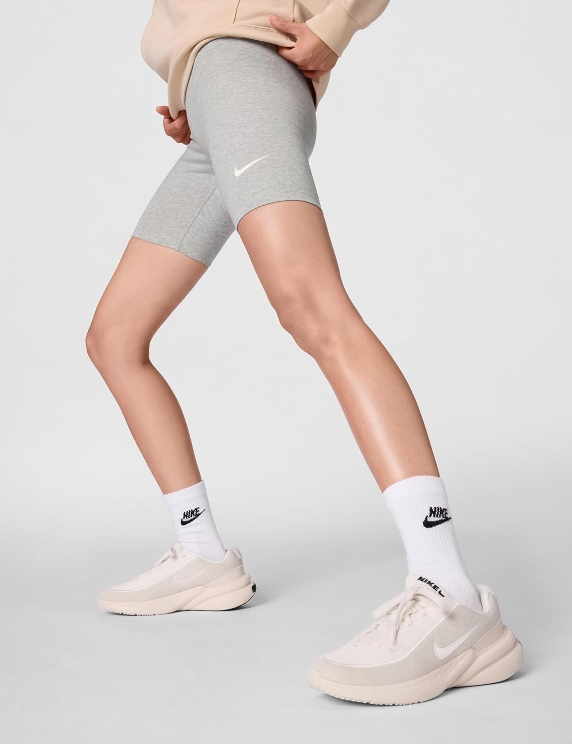 image:imageNike Womens Sportswear Classic HighWaisted 8 Bike ShortsDark Grey HeatherSail