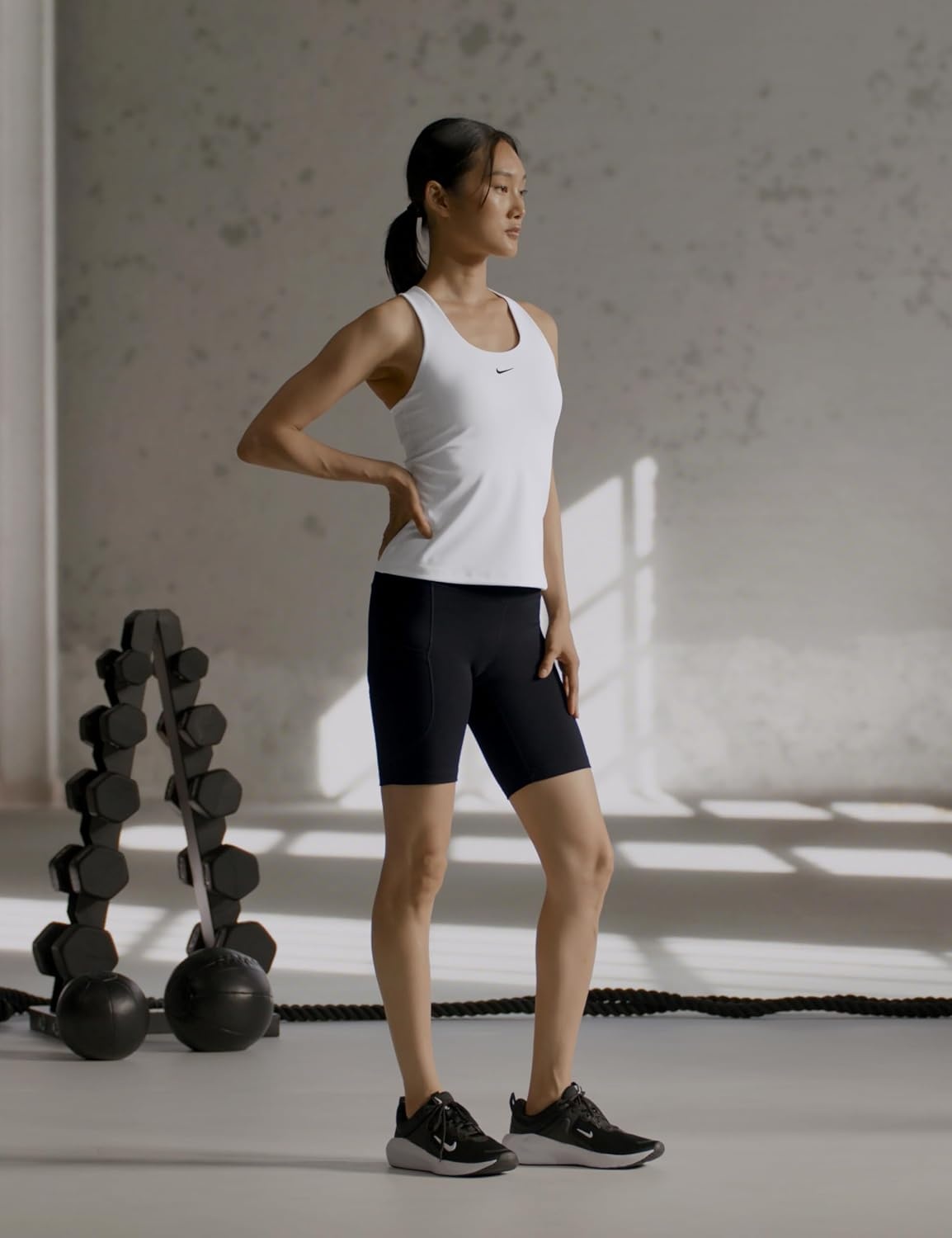 image:imageNike Womens Swoosh Sports Bra Tank Medium SupportWhiteStone MauveBlack