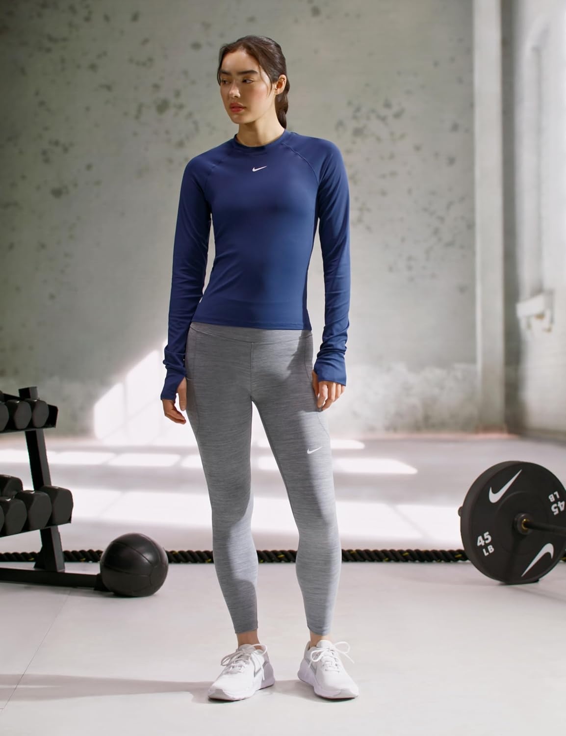 image:imageNike Womens Victory Baselayer DriFIT Fitness Long Sleeve TopMidnight NavyWhite