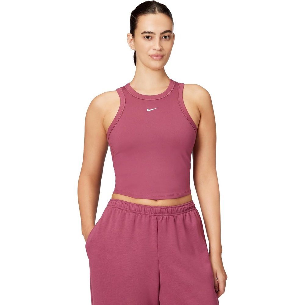 image:imageNike Womens One Fitted DriFIT Cropped Tank TopPink SmokeWhite