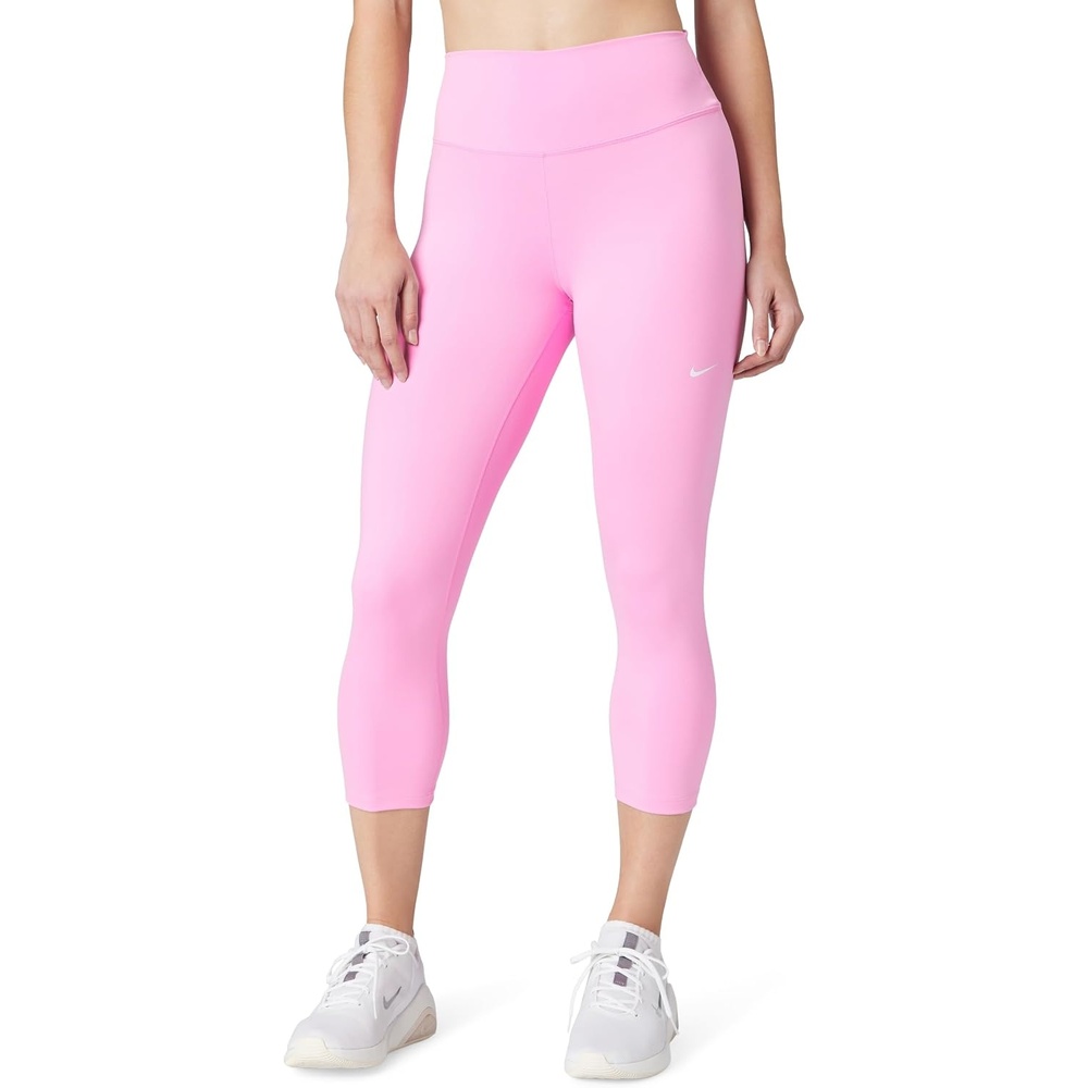 image:imageNike Womens One HighWaisted Crop LeggingsPink RiseWhite