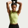 Nike Women’s One Fitted Dri-FIT Cropped Tank Top(Light Lemon Twist/White)