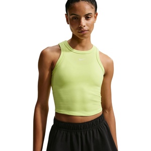 Nike Women’s One Fitted Dri-FIT Cropped Tank Top(Light Lemon Twist/White)