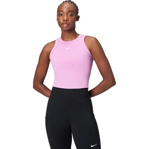 Nike Women’s One Fitted Dri-FIT Cropped Tank Top(Light Magenta/White)