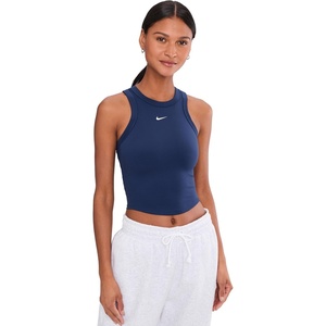 Nike Women’s One Fitted Dri-FIT Cropped Tank Top(Midnight Navy/White)