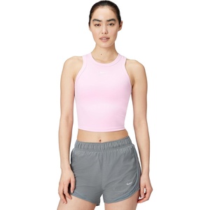 Nike Women’s One Fitted Dri-FIT Cropped Tank Top(Pink Foam/White)