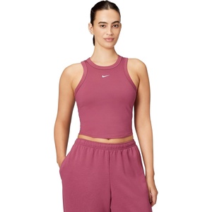 Nike Women’s One Fitted Dri-FIT Cropped Tank Top(Pink Smoke/White)