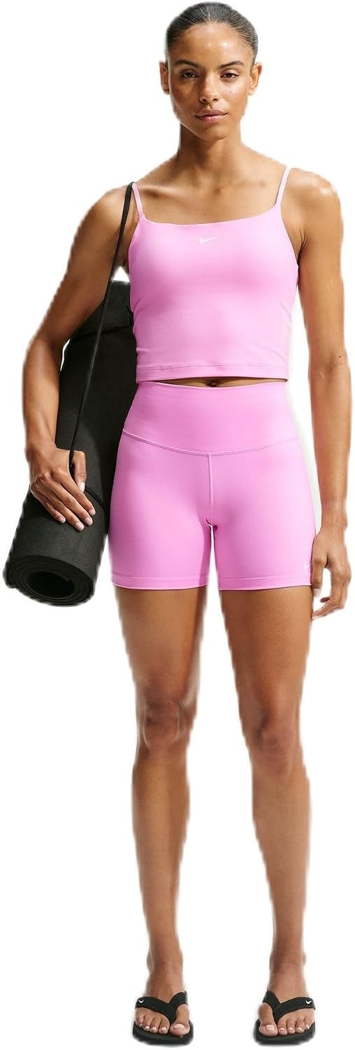 image:imageNike Womens One HighWaisted 5 Bike ShortsPink RiseWhite