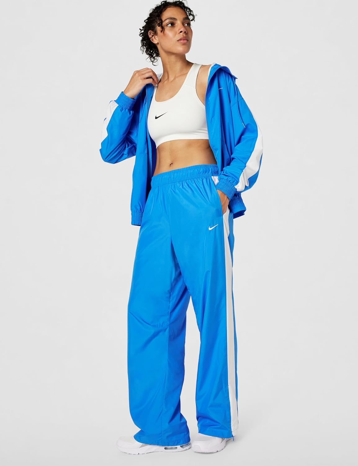 image:imageNike Womens Sportswear Classic MidRise OpenHem PantsLight Photo BlueWhiteSail