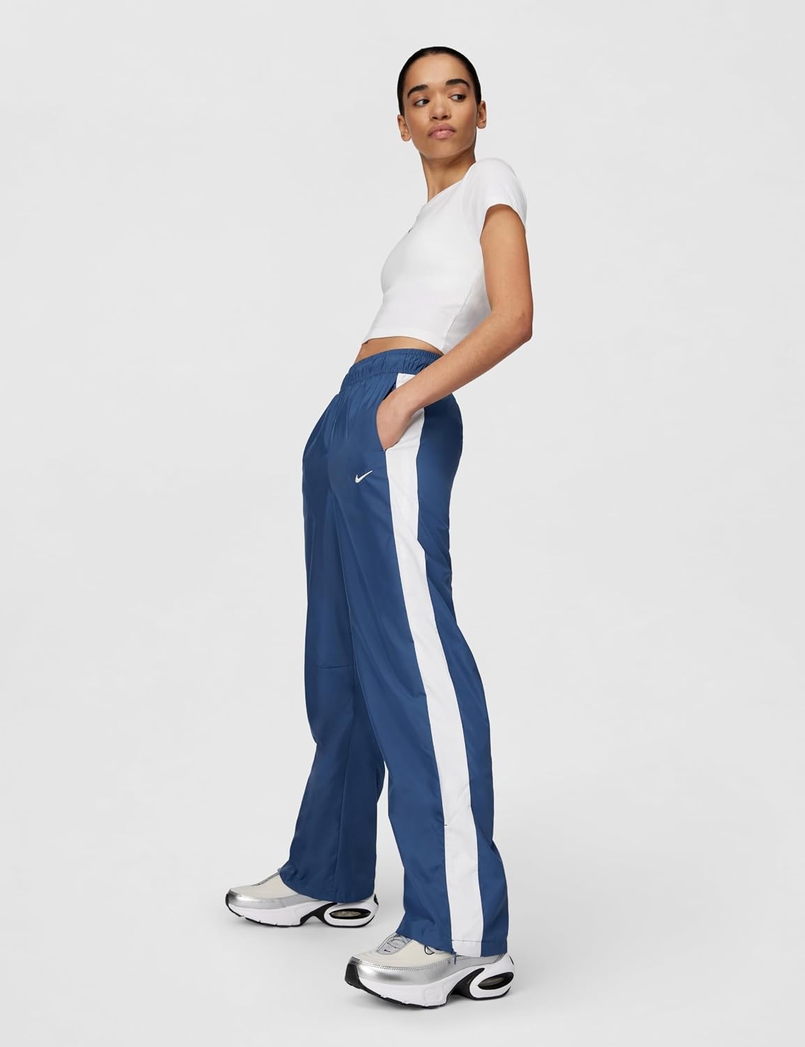 image:imageNike Womens Sportswear Classic MidRise OpenHem PantsMystic NavyWhiteSail