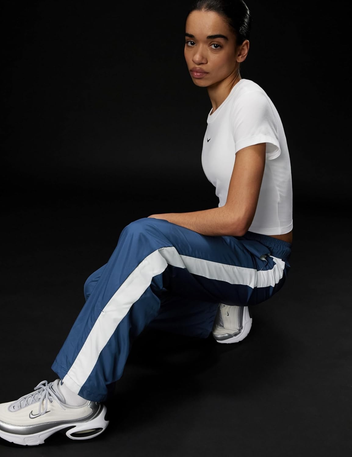 image:imageNike Womens Sportswear Classic MidRise OpenHem PantsMystic NavyWhiteSail
