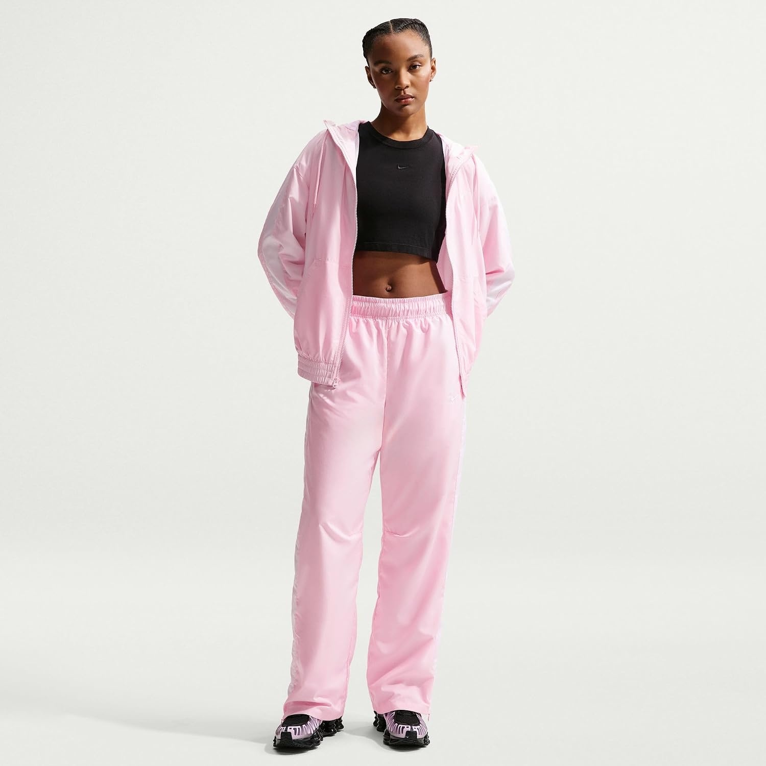 image:imageNike Womens Sportswear Classic MidRise OpenHem PantsPink FoamWhiteSail