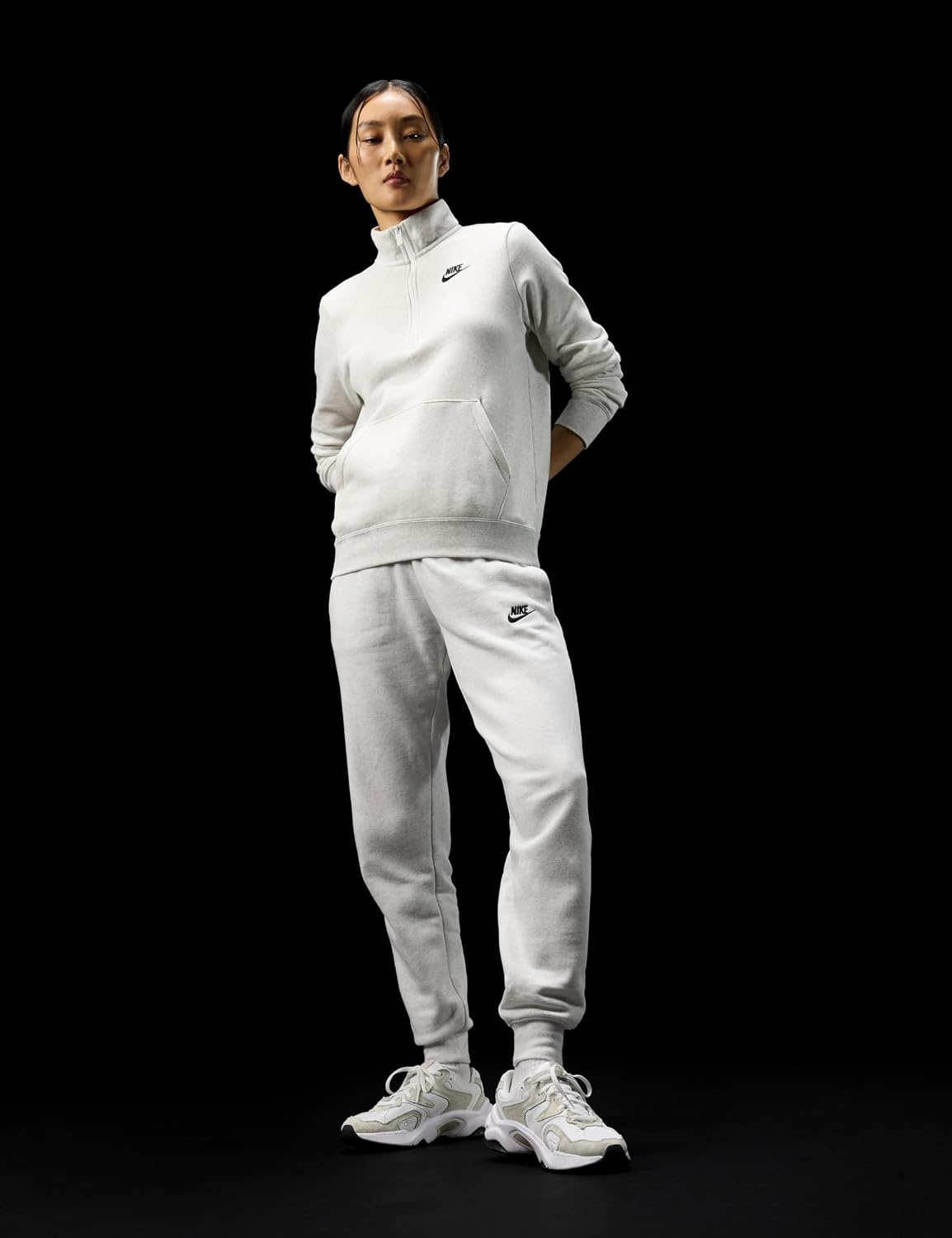 image:imageNike Womens Sportswear Club Fleece MidRise JoggersBirch HeatherBlack