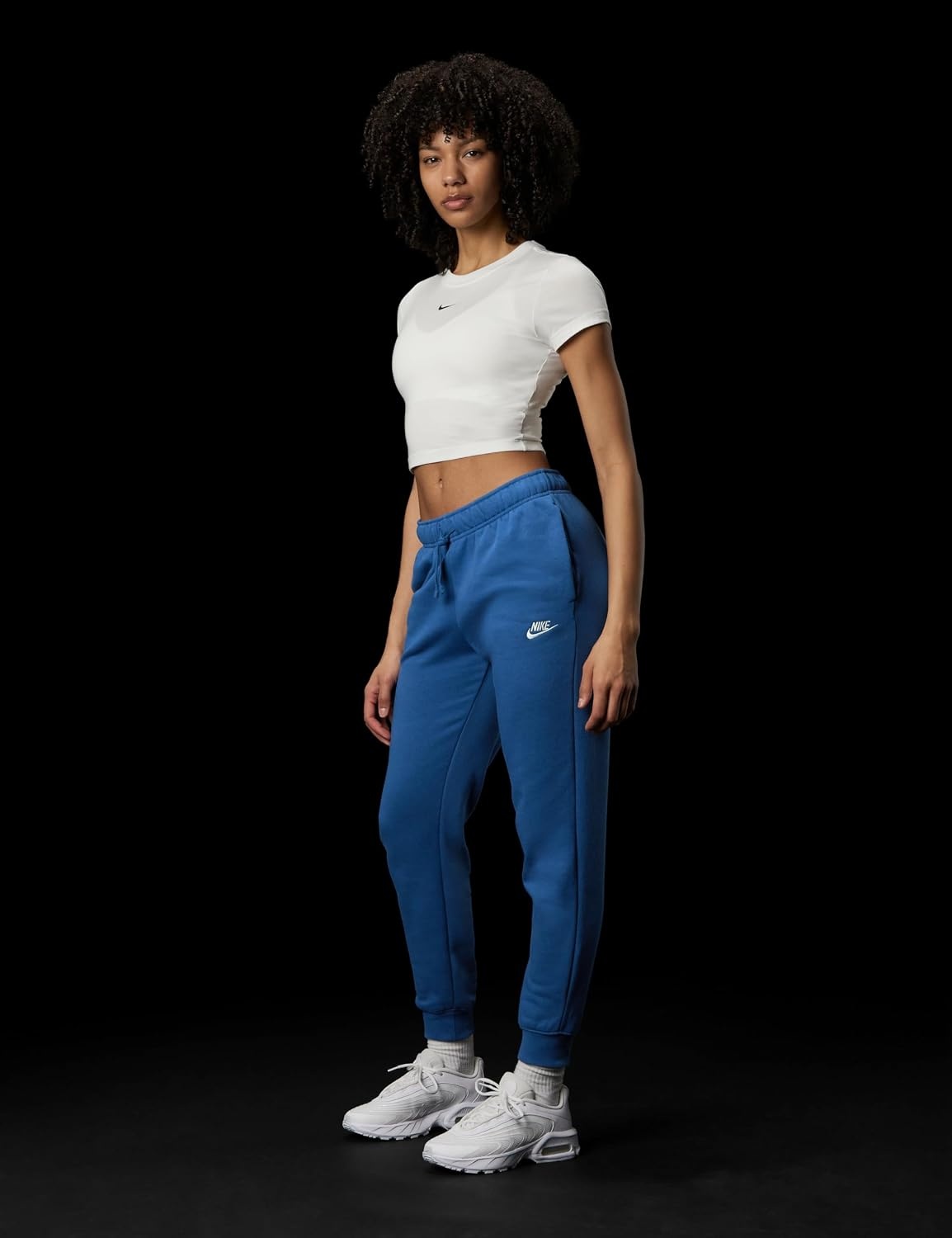 image:imageNike Womens Sportswear Club Fleece MidRise JoggersMystic NavyWhite