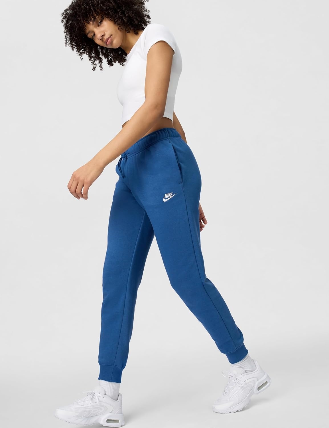 image:imageNike Womens Sportswear Club Fleece MidRise JoggersMystic NavyWhite