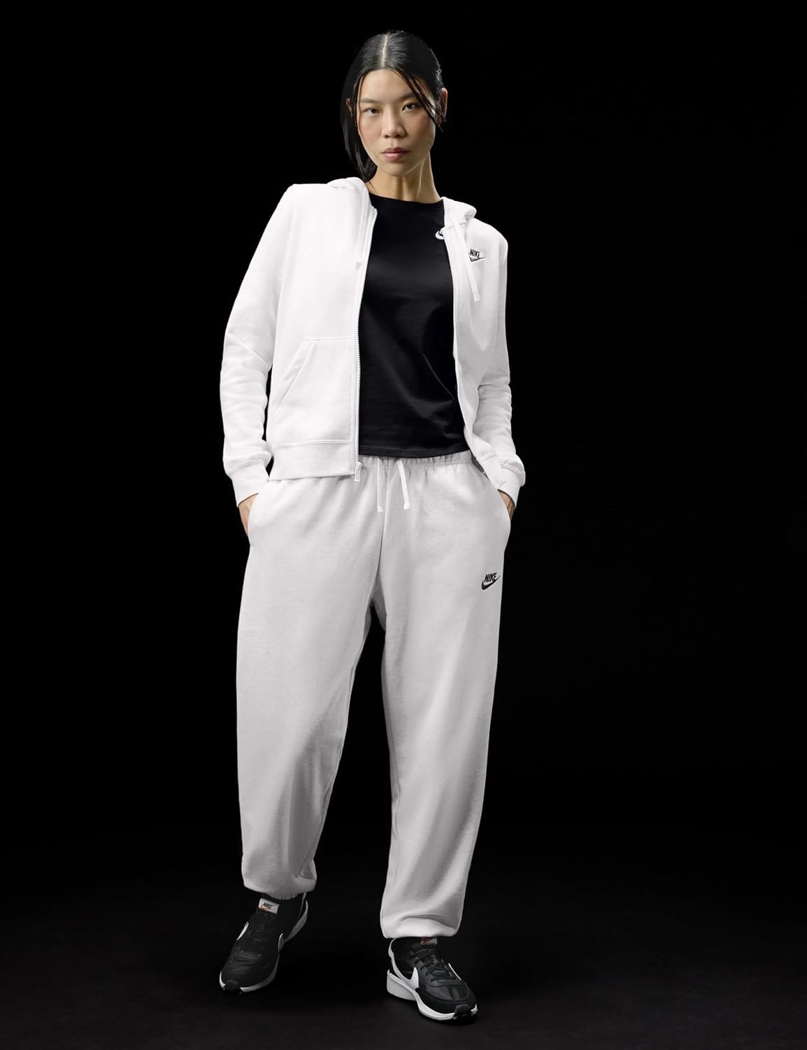 image:imageNike Womens Sportswear Club Fleece MidRise Oversized SweatpantsBirch HeatherBlack