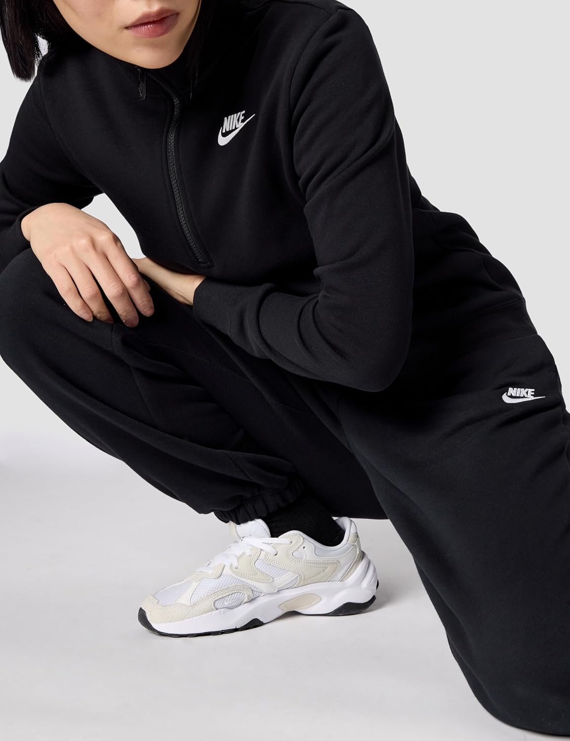 image:imageNike Womens Sportswear Club Fleece MidRise Oversized SweatpantsBlackWhite