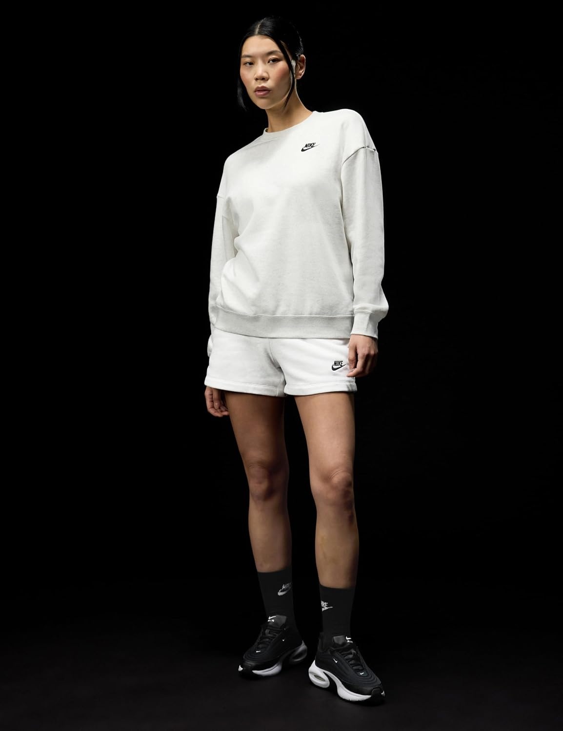image:imageNike Womens Sportswear Club Fleece MidRise ShortsBirch HeatherBlack