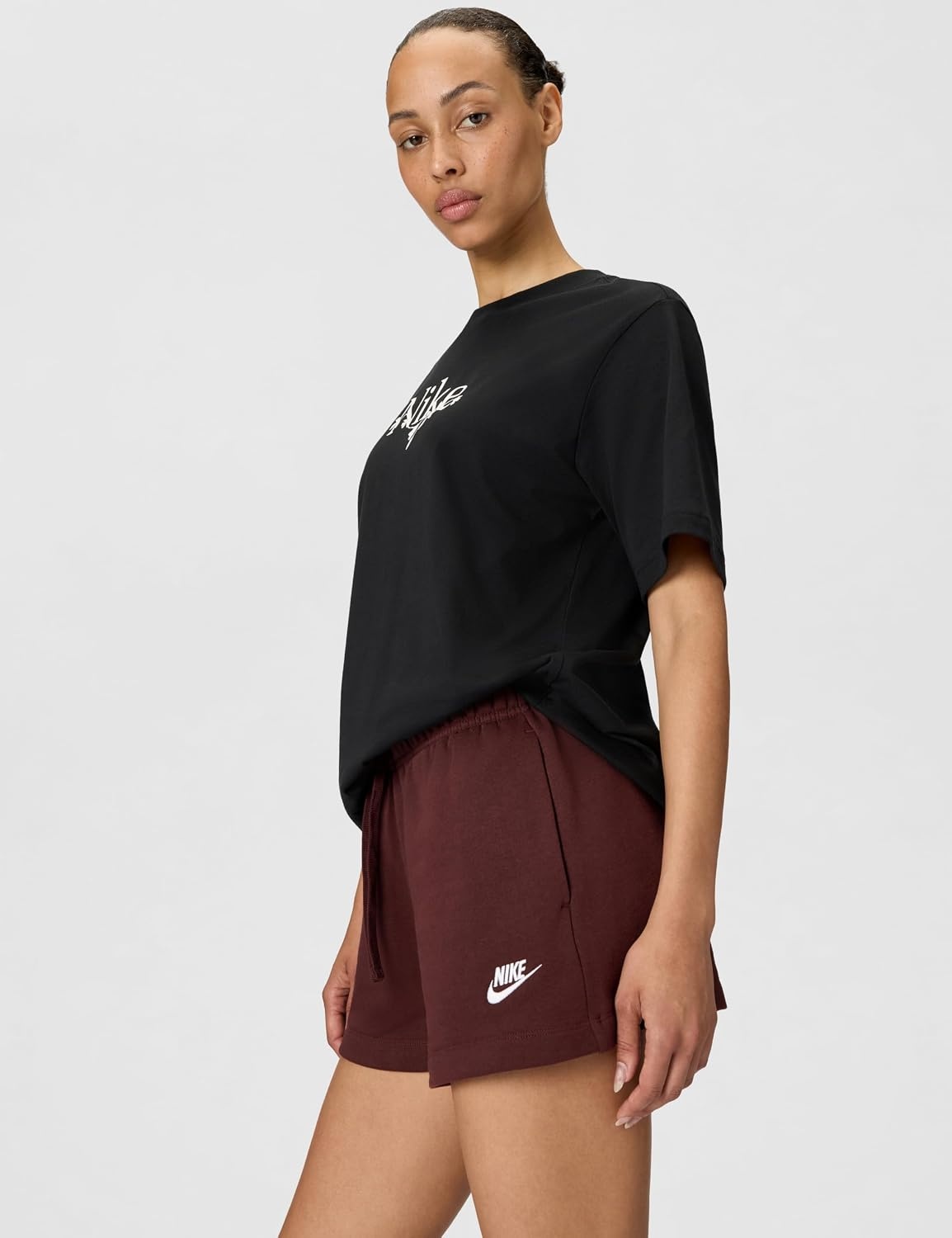 image:imageNike Womens Sportswear Club Fleece MidRise ShortsBurgundy CrushWhite
