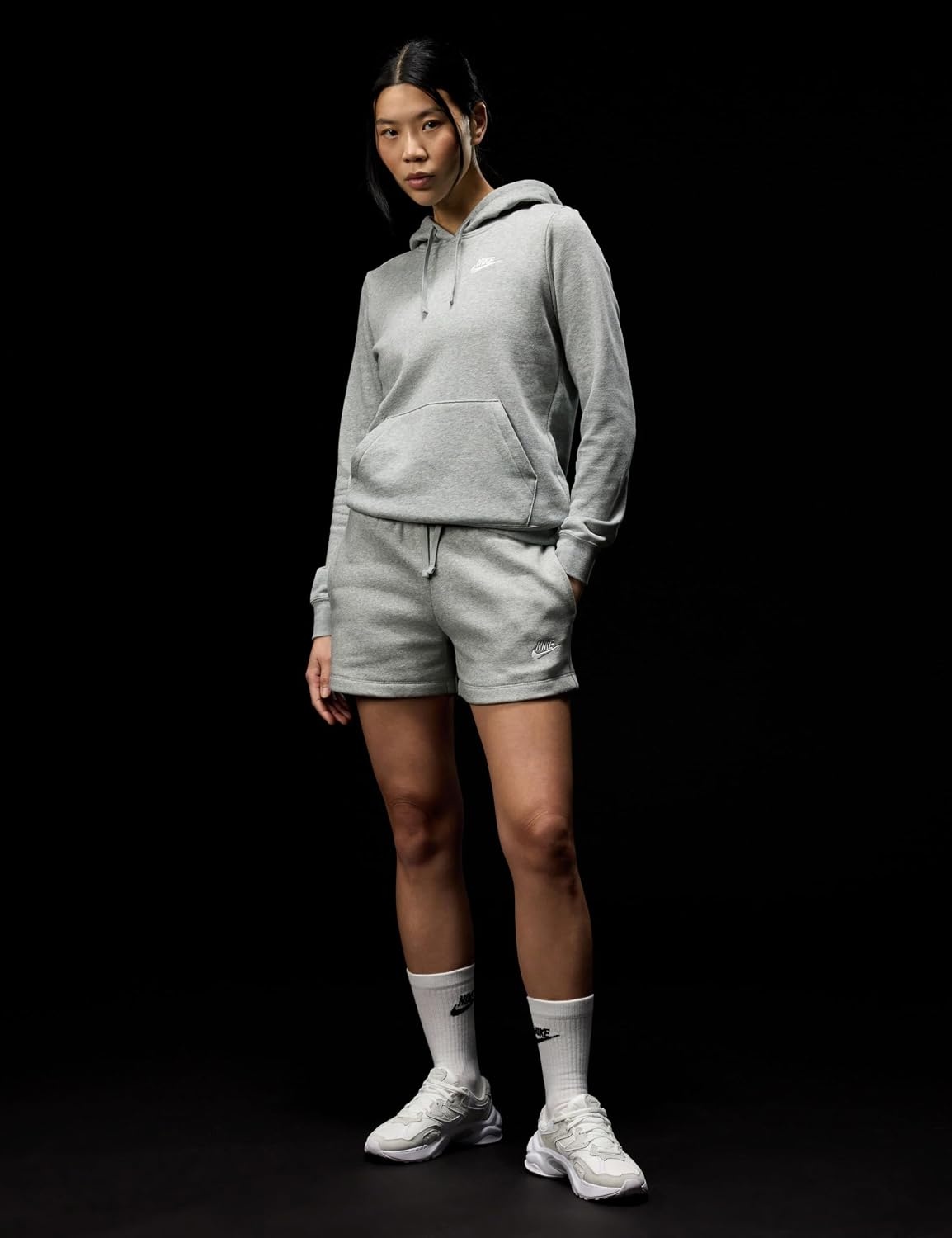 image:imageNike Womens Sportswear Club Fleece MidRise ShortsDark Grey HeatherWhite