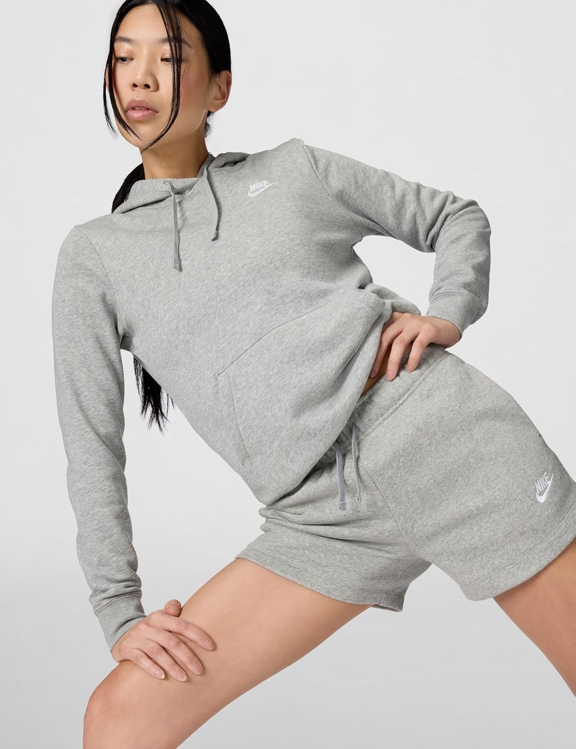 image:imageNike Womens Sportswear Club Fleece MidRise ShortsDark Grey HeatherWhite