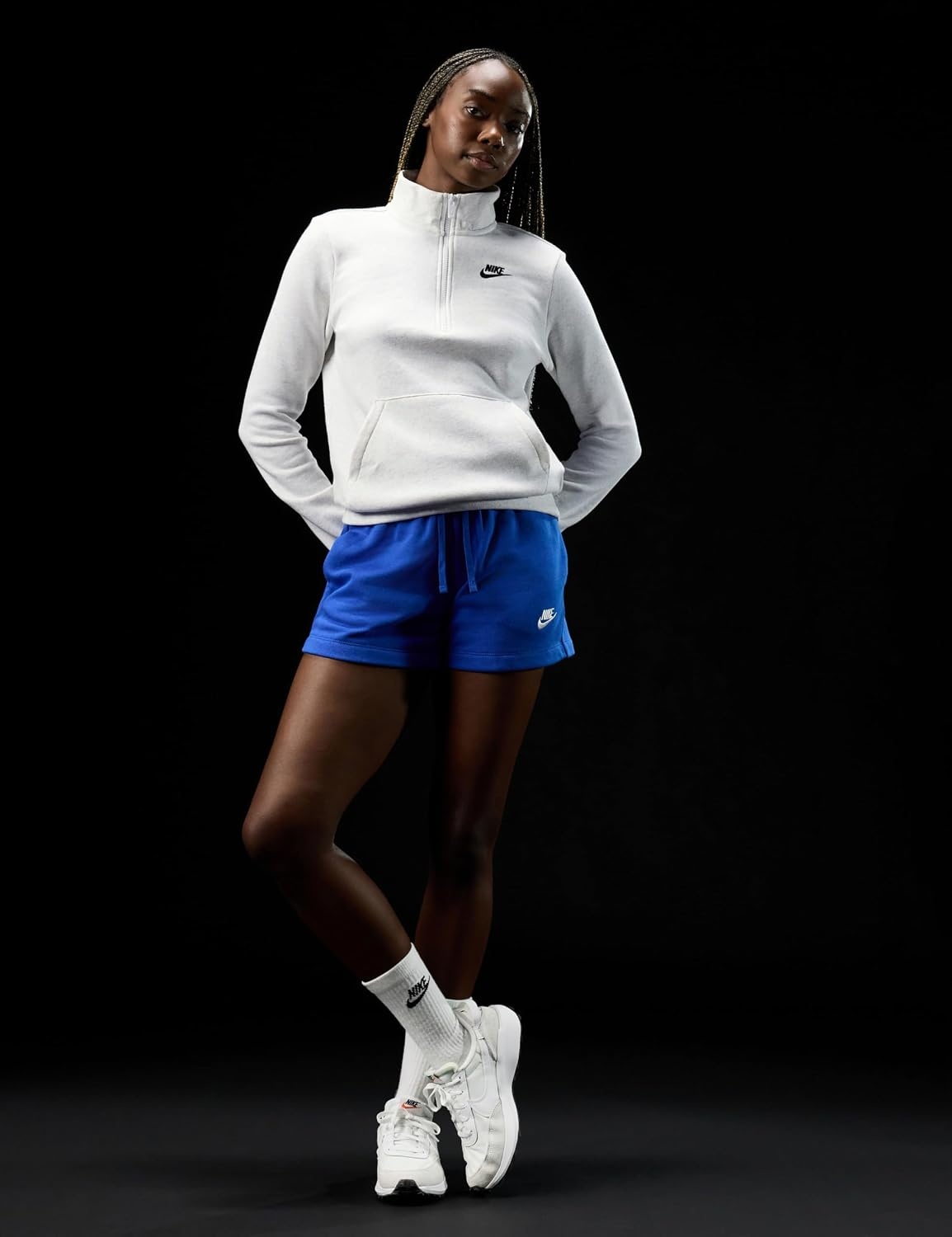 image:imageNike Womens Sportswear Club Fleece MidRise ShortsGame RoyalWhite