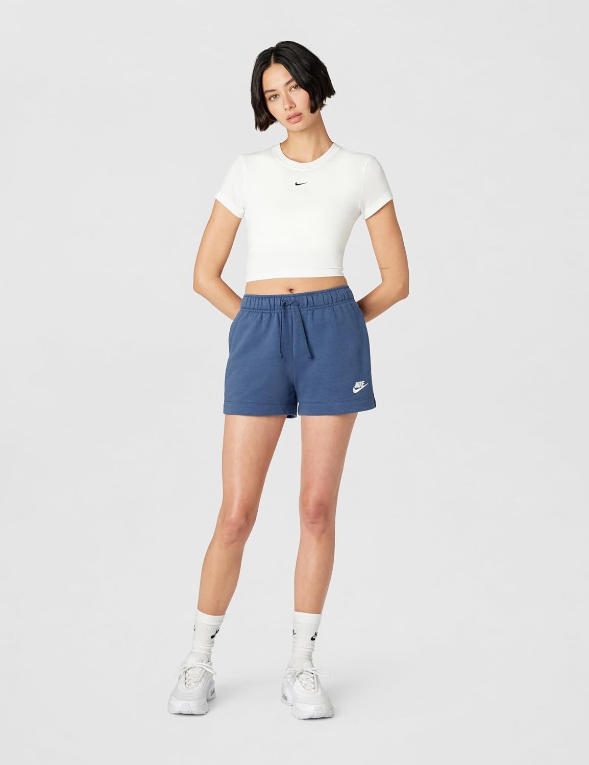 image:imageNike Womens Sportswear Club Fleece MidRise ShortsMystic NavyWhite