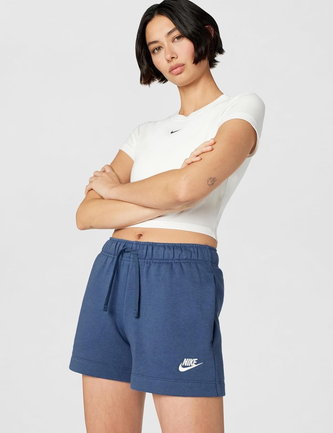 image:imageNike Womens Sportswear Club Fleece MidRise ShortsMystic NavyWhite