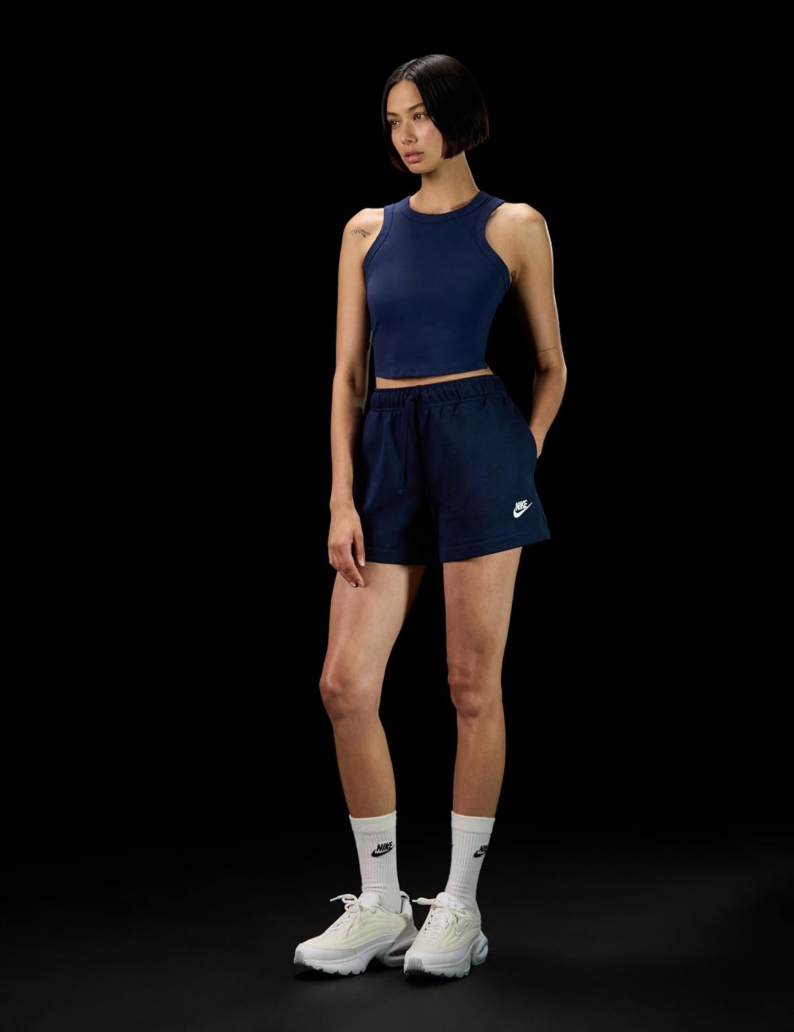 image:imageNike Womens Sportswear Club Fleece MidRise ShortsObsidianWhite