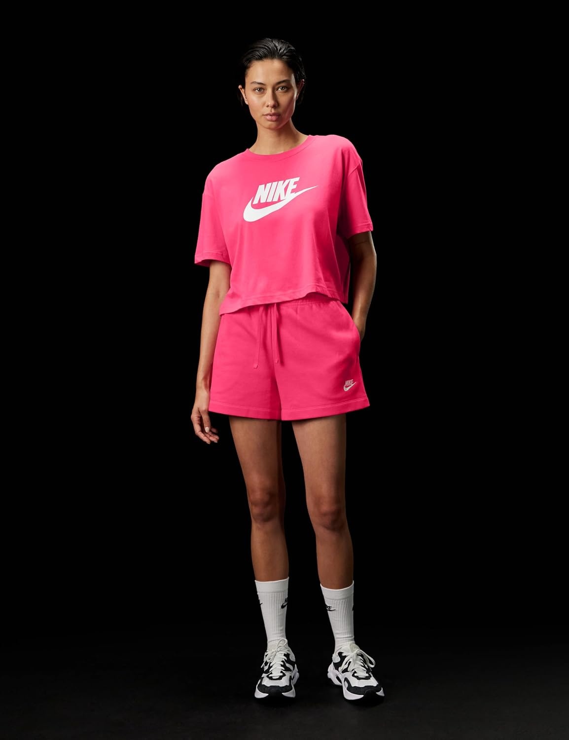image:imageNike Womens Sportswear Club Fleece MidRise ShortsRush PinkWhite