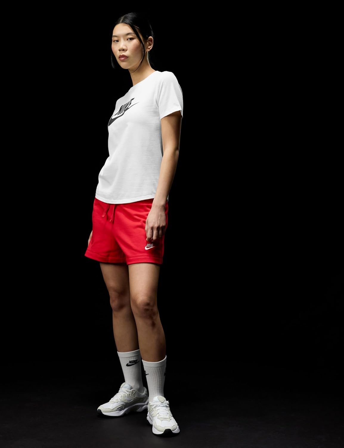 image:imageNike Womens Sportswear Club Fleece MidRise ShortsUniversity RedWhite