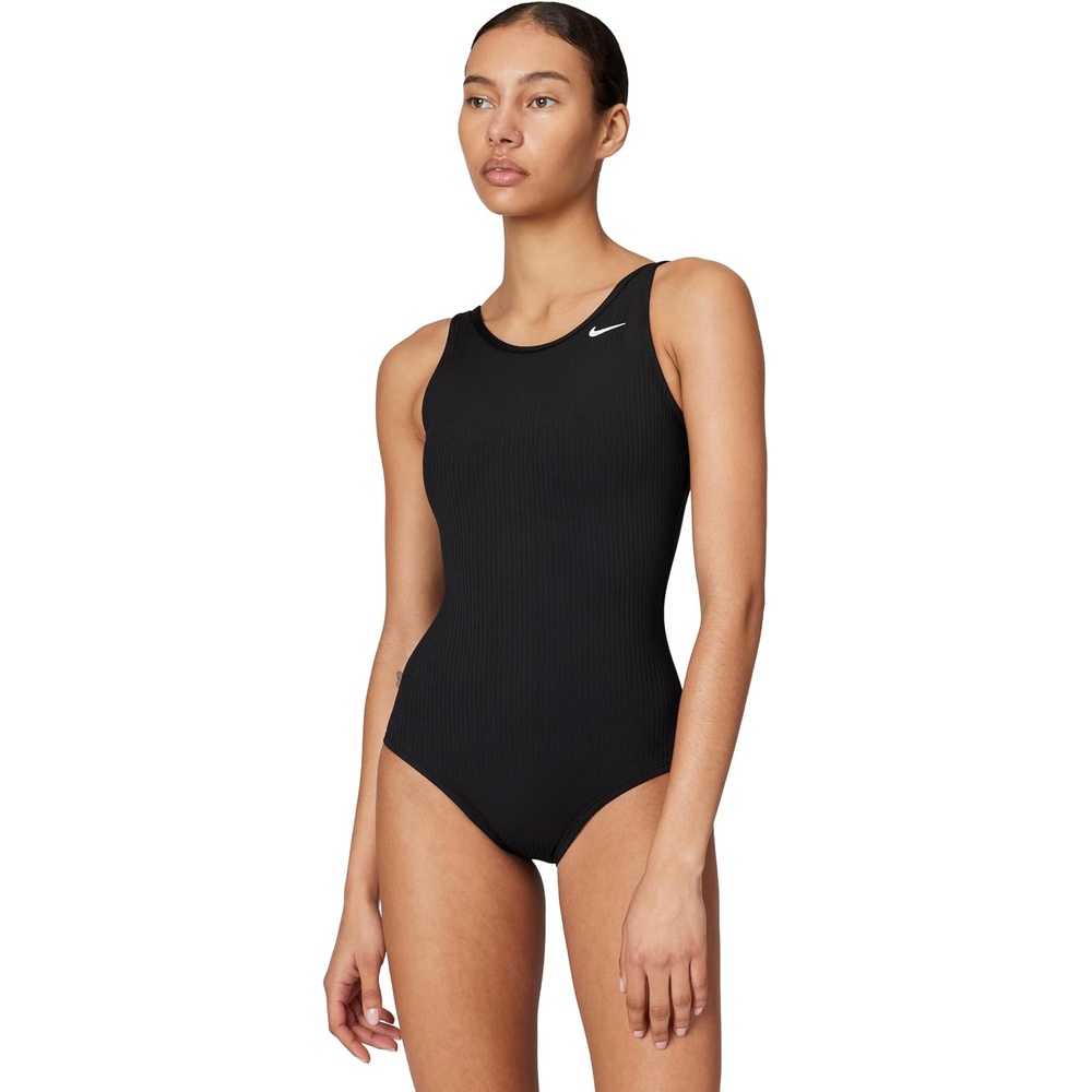 image:imageNike Womens Ribbed Texture UBack Low Leg One PieceBlack