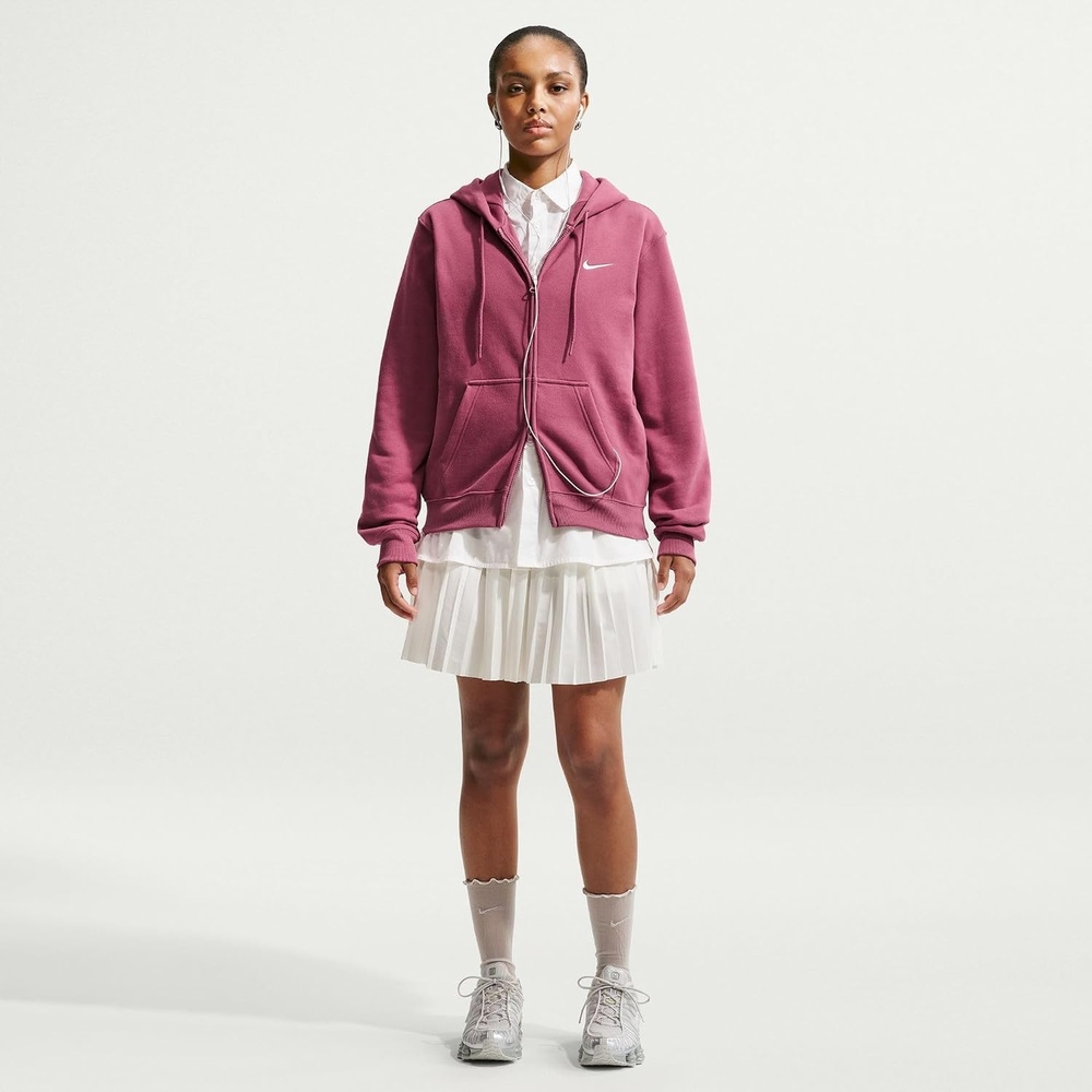 image:imageNike Womens Studio Fleece Full Zip HoodyPink SmokeSail