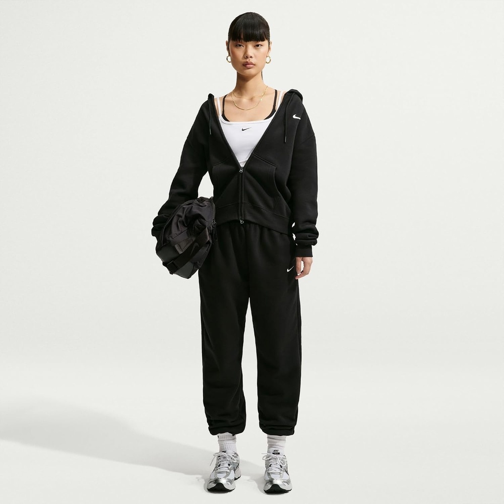 image:imageNike Womens Studio Fleece Full Zip HoodyTotal BlackSail