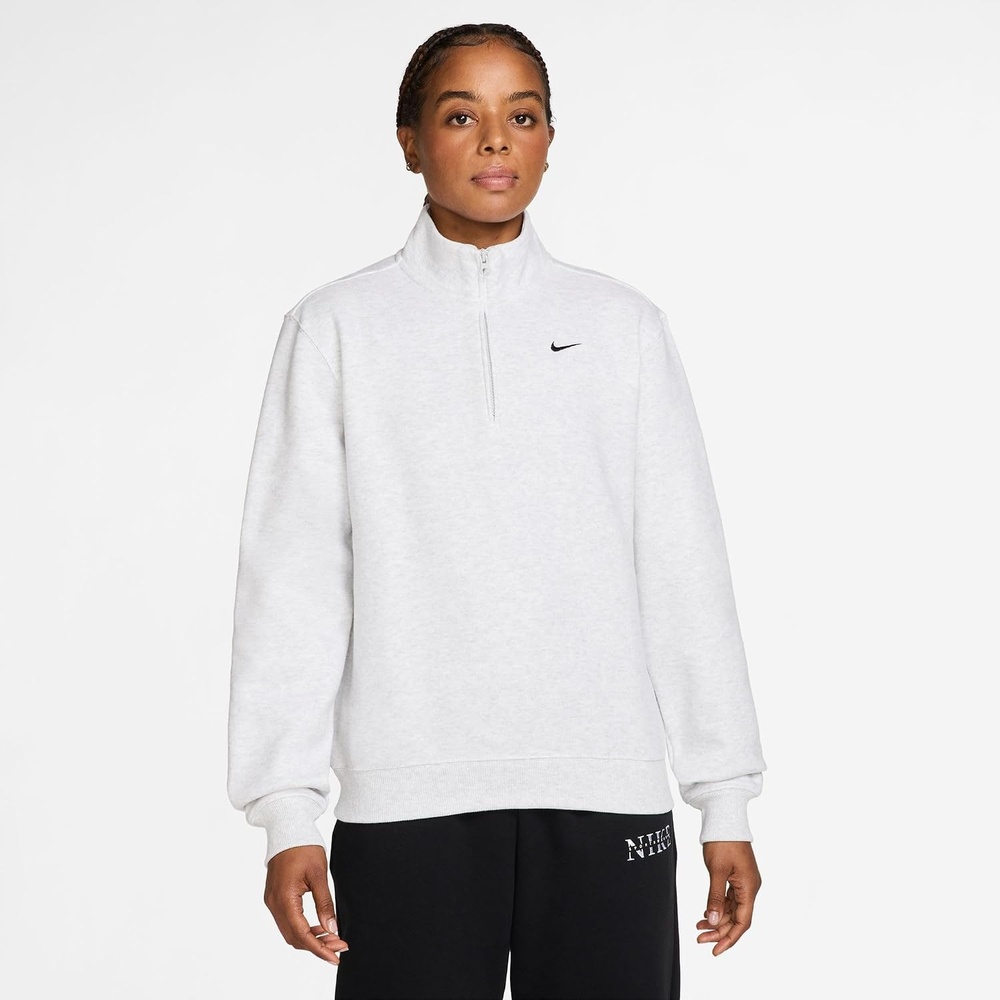 image:imageNike Womens Studio Fleece Quarter Zip PulloverBirch HeatherBlack