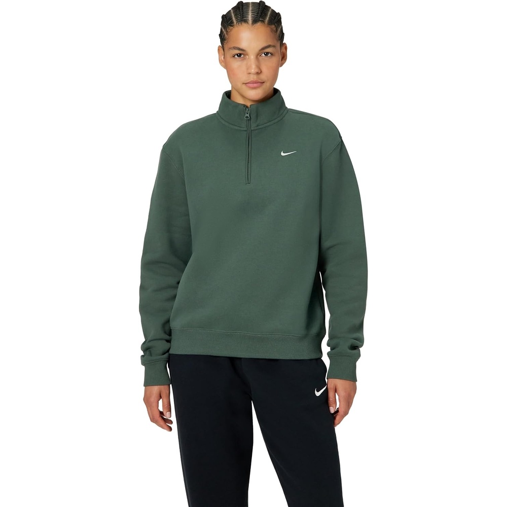 image:imageNike Womens Studio Fleece Quarter Zip PulloverCamo GreenSail