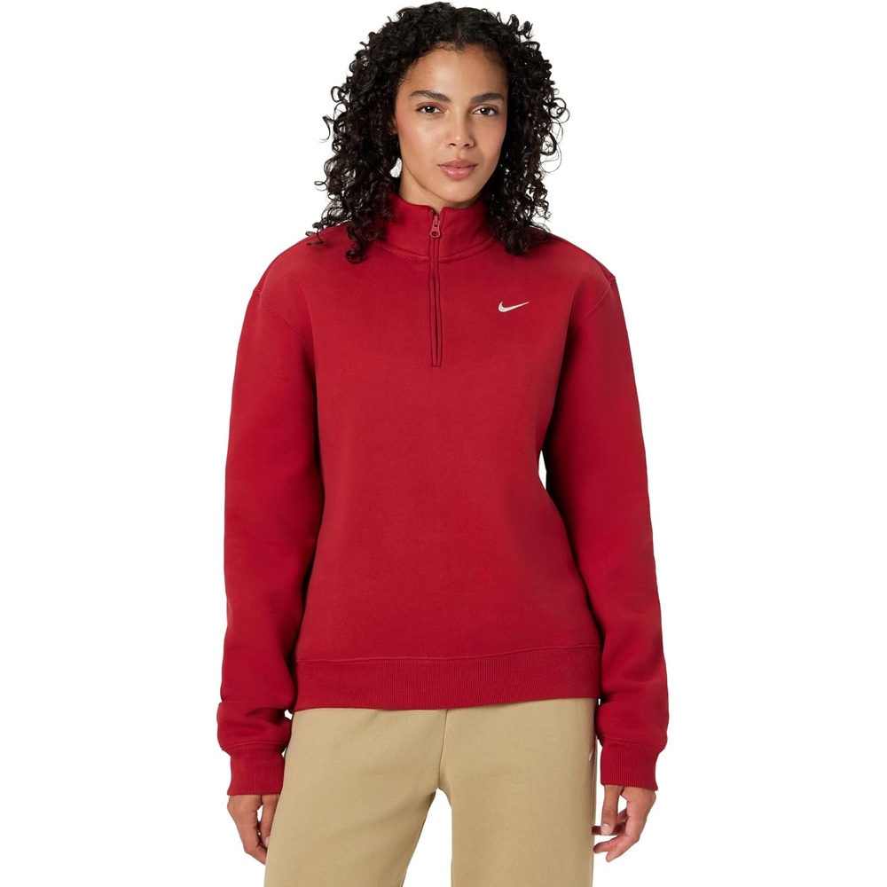 image:imageNike Womens Studio Fleece Quarter Zip PulloverTough RedSail