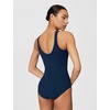 Nike Women’s Ribbed Texture U-Back Low Leg One Piece(Midnight Navy)