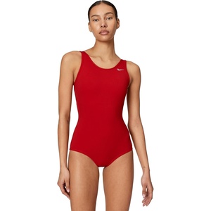 Nike Women’s Ribbed Texture U-Back Low Leg One Piece(Gym Red)