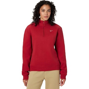 Nike Women’s Studio Fleece Quarter Zip Pullover(Tough Red/Sail)