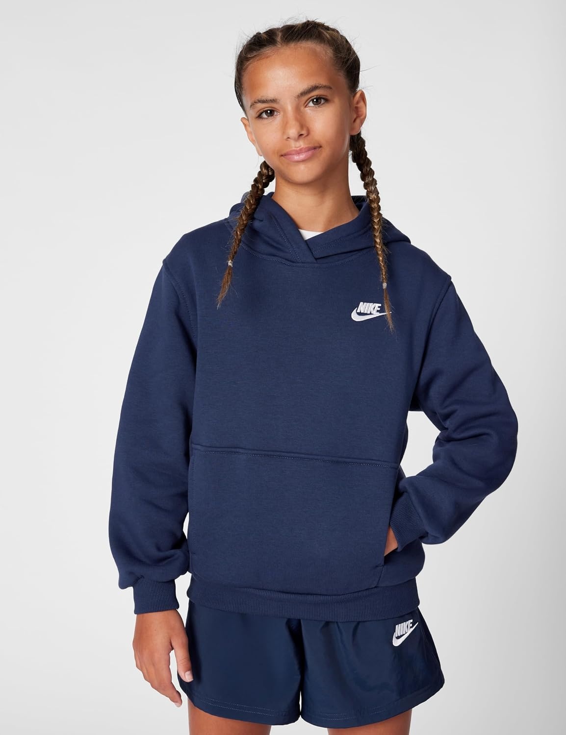 image:imageNike Kids Sportswear Club Fleece Pullover HoodieMidnight NavyWhite