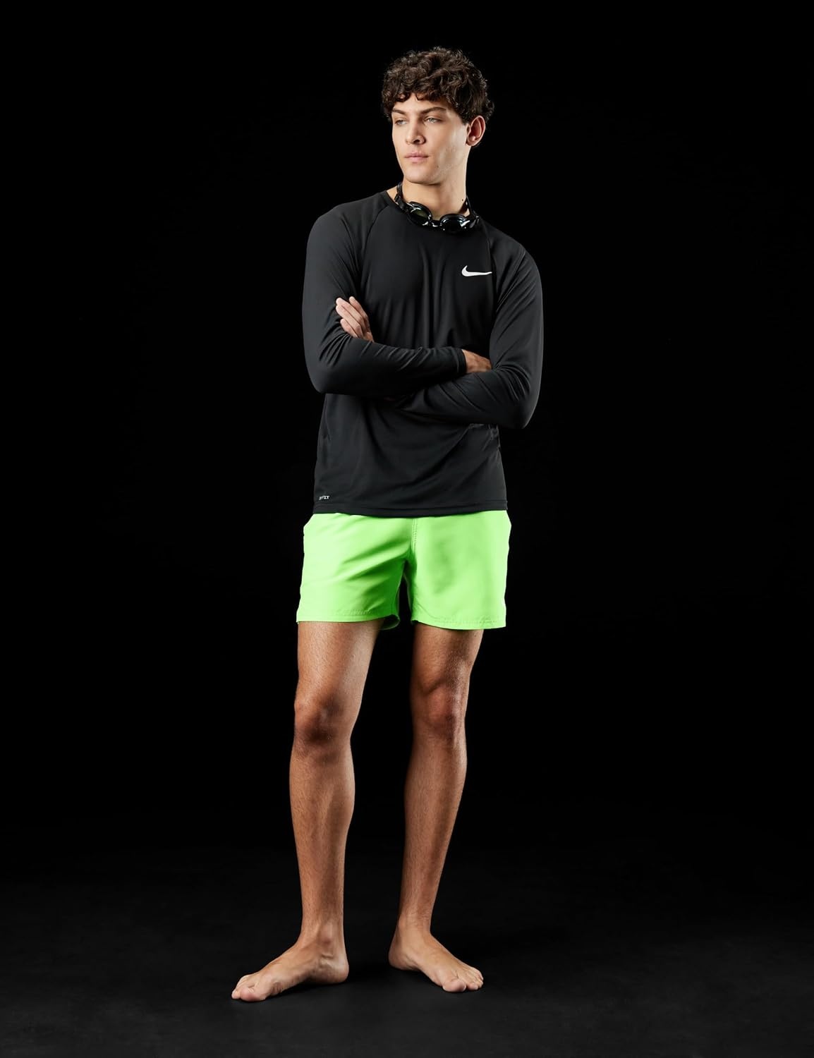image:imageNike Mens Nike Swim Breaker Essential 5 BriefLined Volley ShortVoltage Green