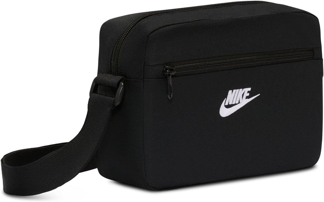 image:imageNike Unisex Adult Classics Heritage 20 Crossbody Bag 2L or 4L Mens and WomensBlackBlackWhite