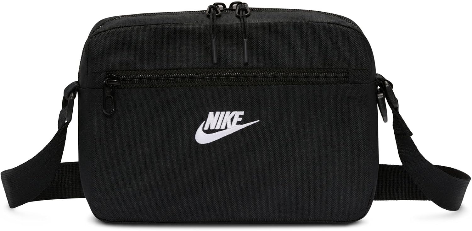 image:imageNike Unisex Adult Classics Heritage 20 Crossbody Bag 2L or 4L Mens and WomensBlackBlackWhite