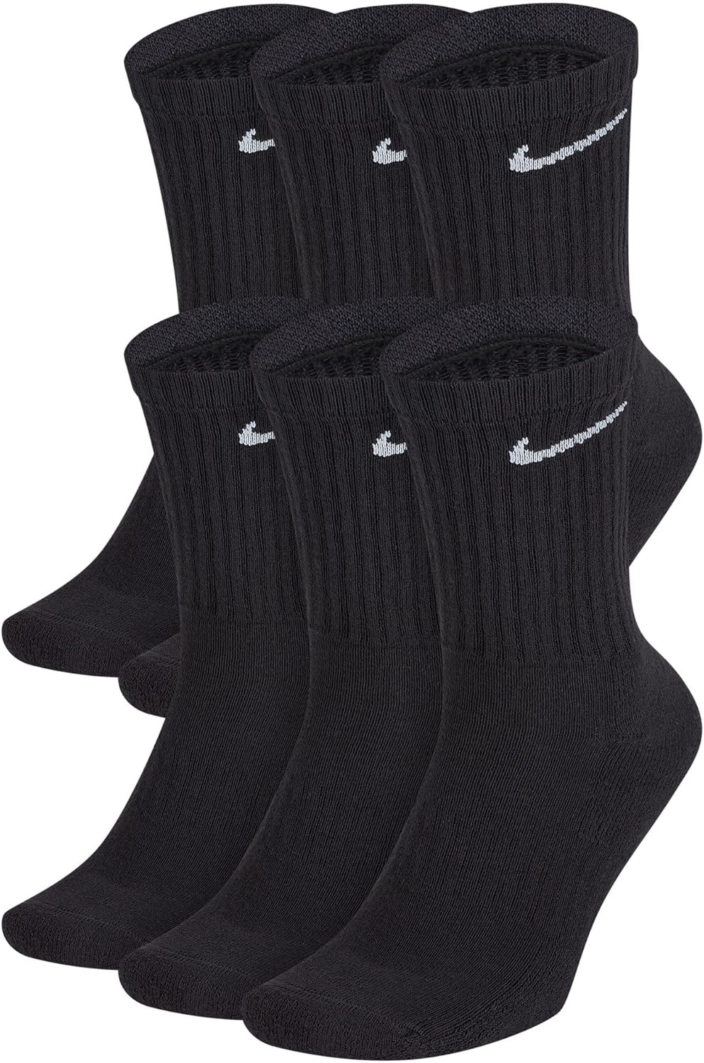 image:imageNike Unisex Adult Everyday Cushioned Training Crew Socks 6Pack Mens and WomensBlackWhite