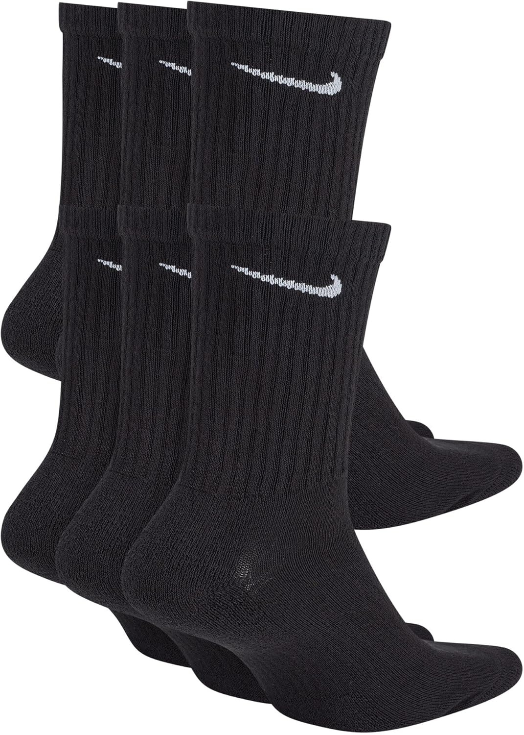 image:imageNike Unisex Adult Everyday Cushioned Training Crew Socks 6Pack Mens and WomensBlackWhite
