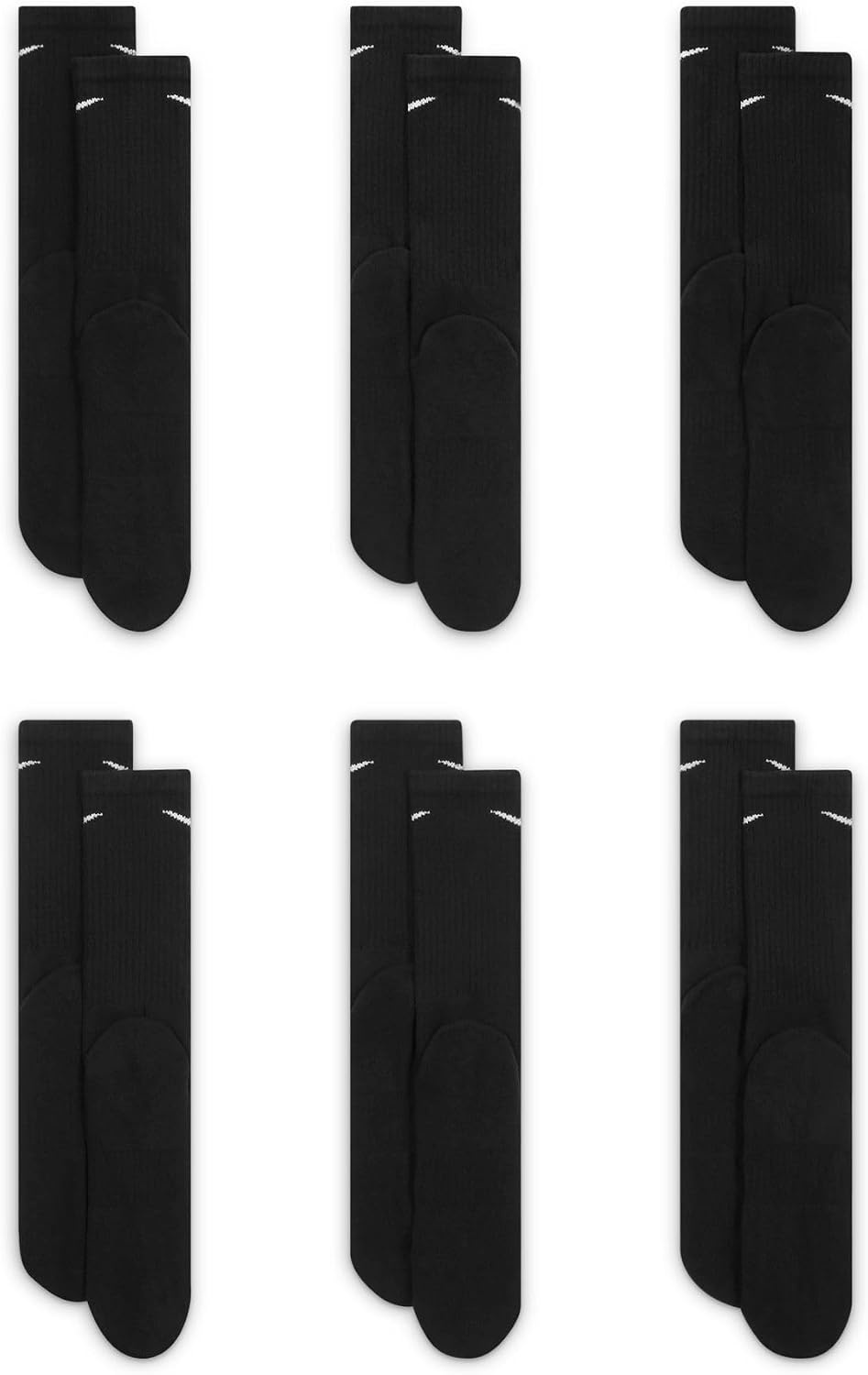 image:imageNike Unisex Adult Everyday Cushioned Training Crew Socks 6Pack Mens and WomensBlackWhite