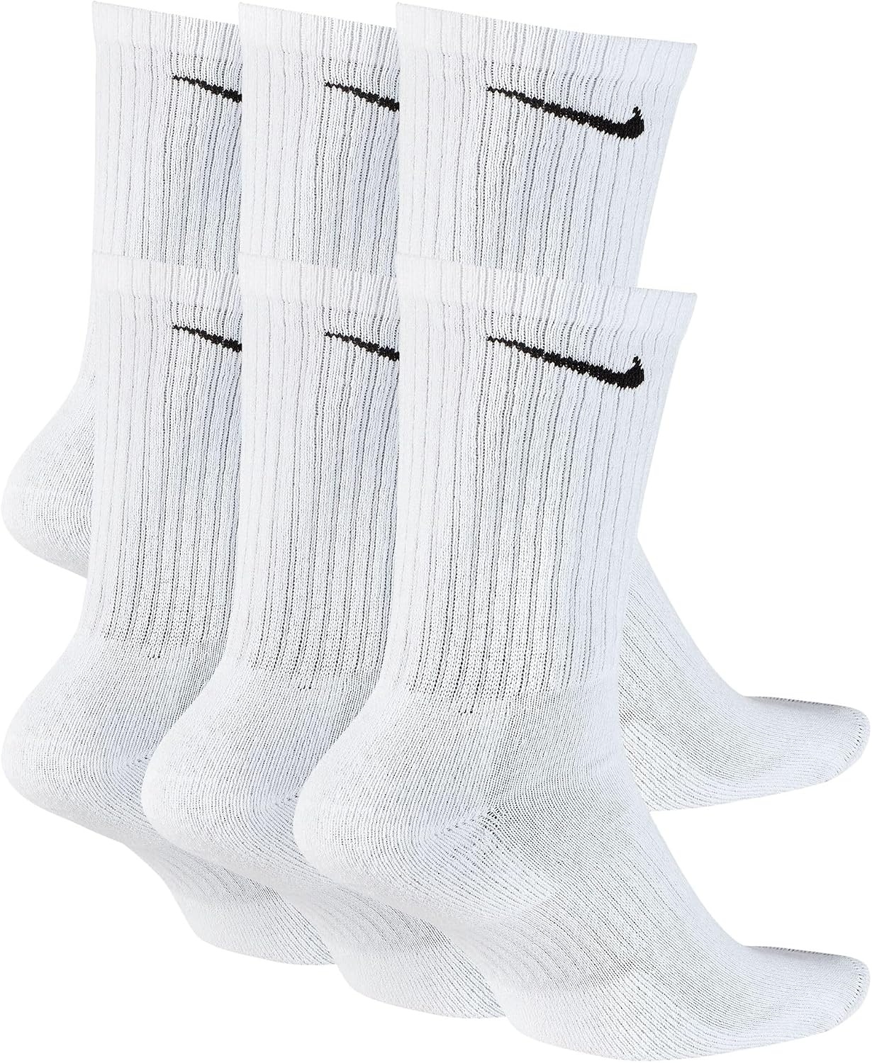 image:imageNike Unisex Adult Everyday Cushioned Training Crew Socks 6Pack Mens and WomensWhiteBlack