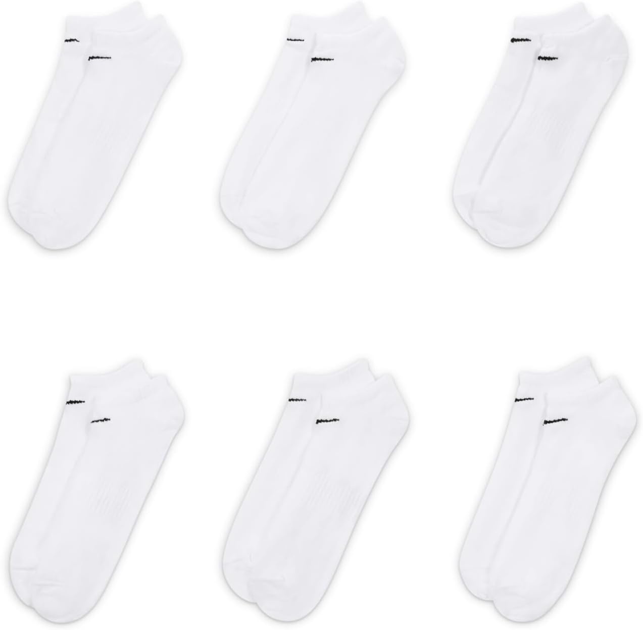 image:imageNike Unisex Adult Everyday Lightweight Training NoShow Socks 6 Pairs Mens and WomensWhiteBlack